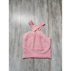 Abercrombie & Finch Ribbed Knit Crisscross Halter Frop Top Pink Sz S